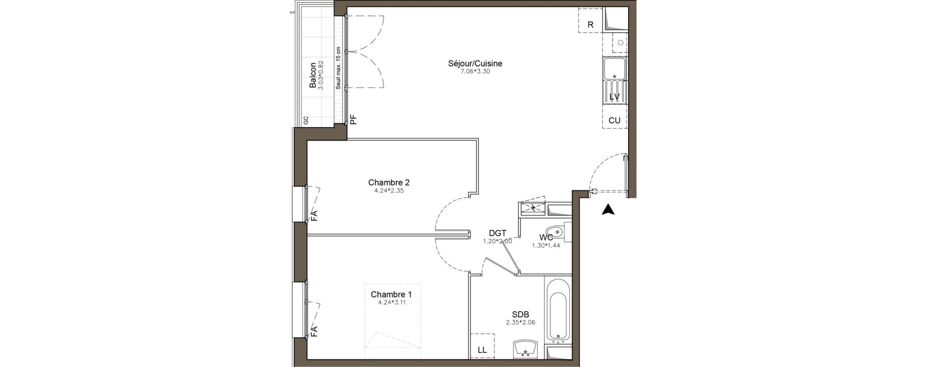 Appartement T3 de 59,88 m2 &agrave; Pomponne Centre
