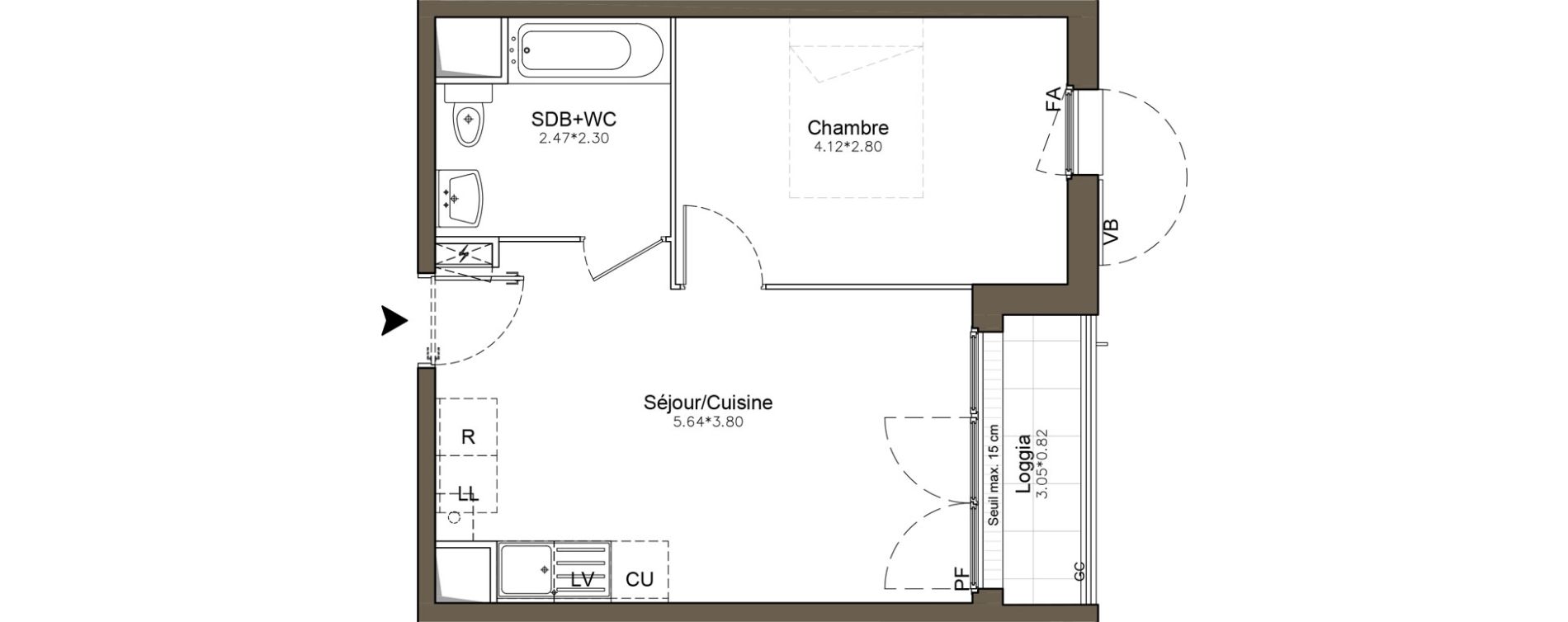 Appartement T2 de 36,02 m2 &agrave; Pomponne Centre