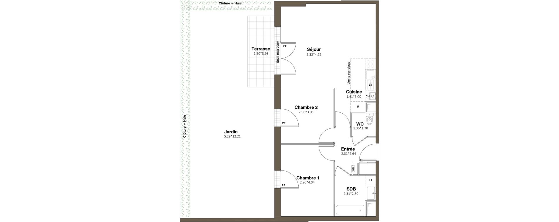 Appartement T3 de 60,96 m2 &agrave; Pomponne Grimp&eacute;