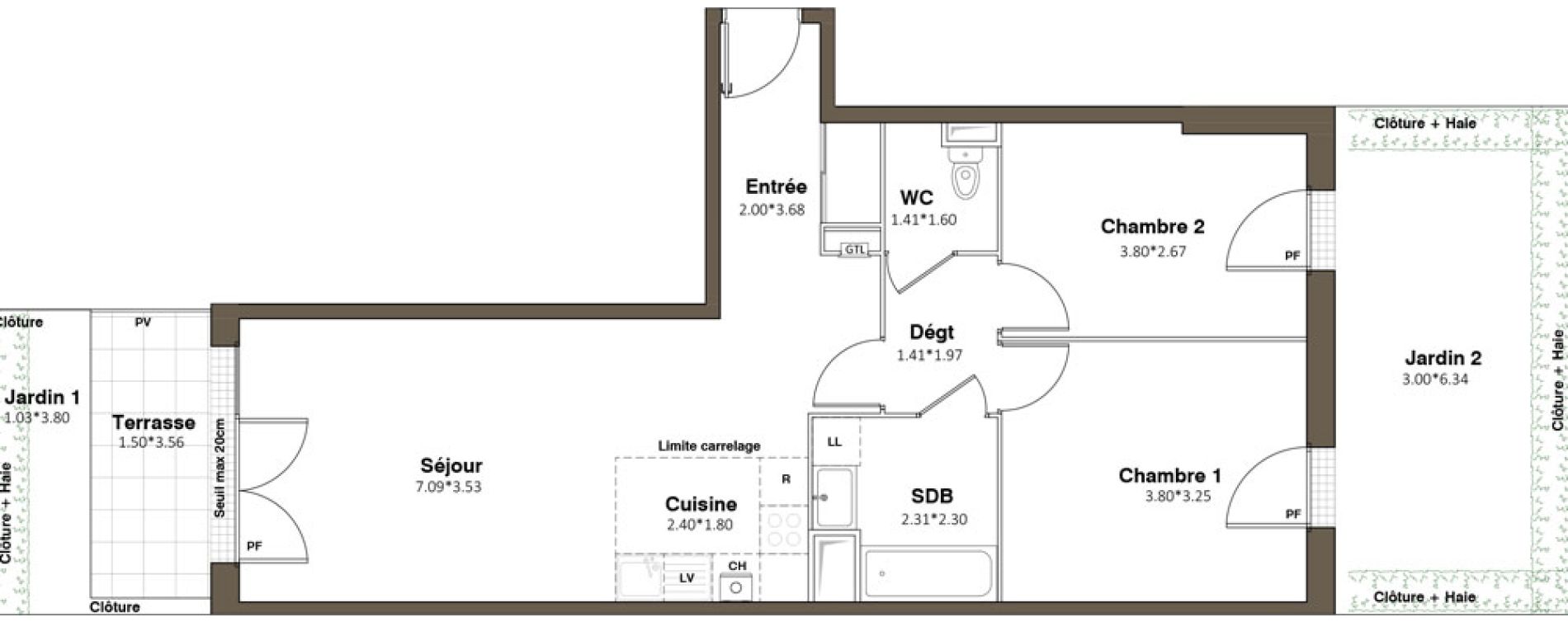 Appartement T3 de 64,10 m2 &agrave; Pomponne Grimp&eacute;