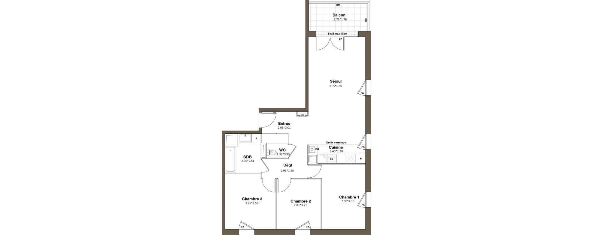 Appartement T4 de 78,79 m2 &agrave; Pomponne Grimp&eacute;