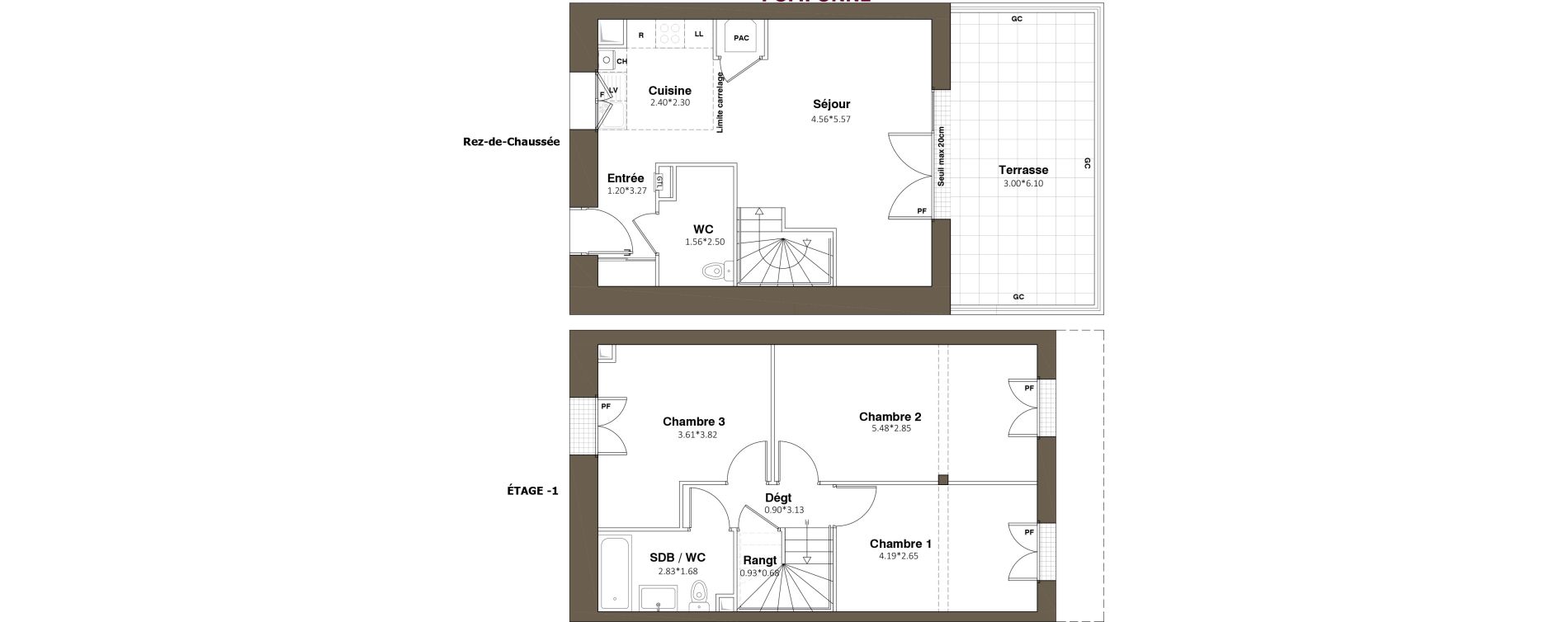 Maison T4 de 81,63 m2 &agrave; Pomponne Grimp&eacute;