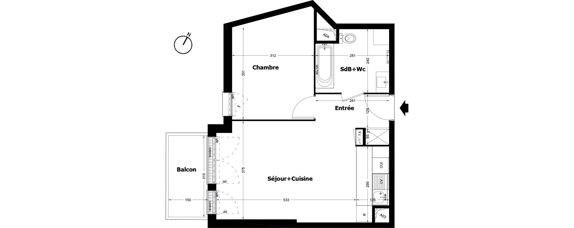 Appartement T2 de 45,48 m2 &agrave; Pomponne Centre