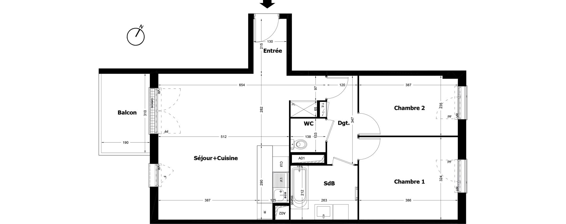 Appartement T3 de 66,76 m2 &agrave; Pomponne Centre