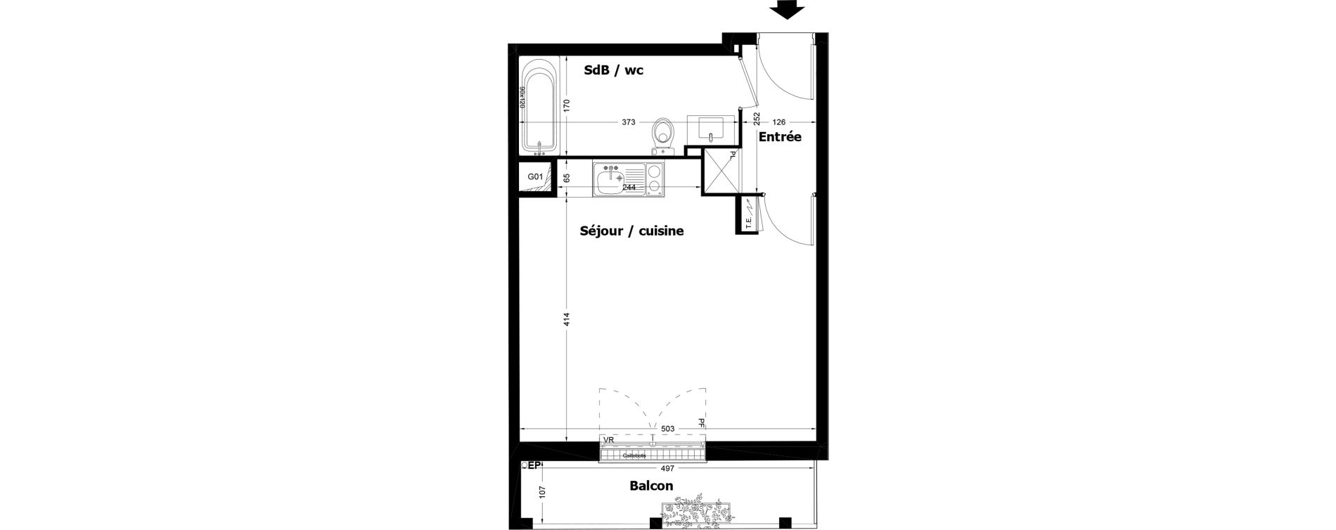 Appartement T1 de 32,07 m2 &agrave; Pomponne Centre