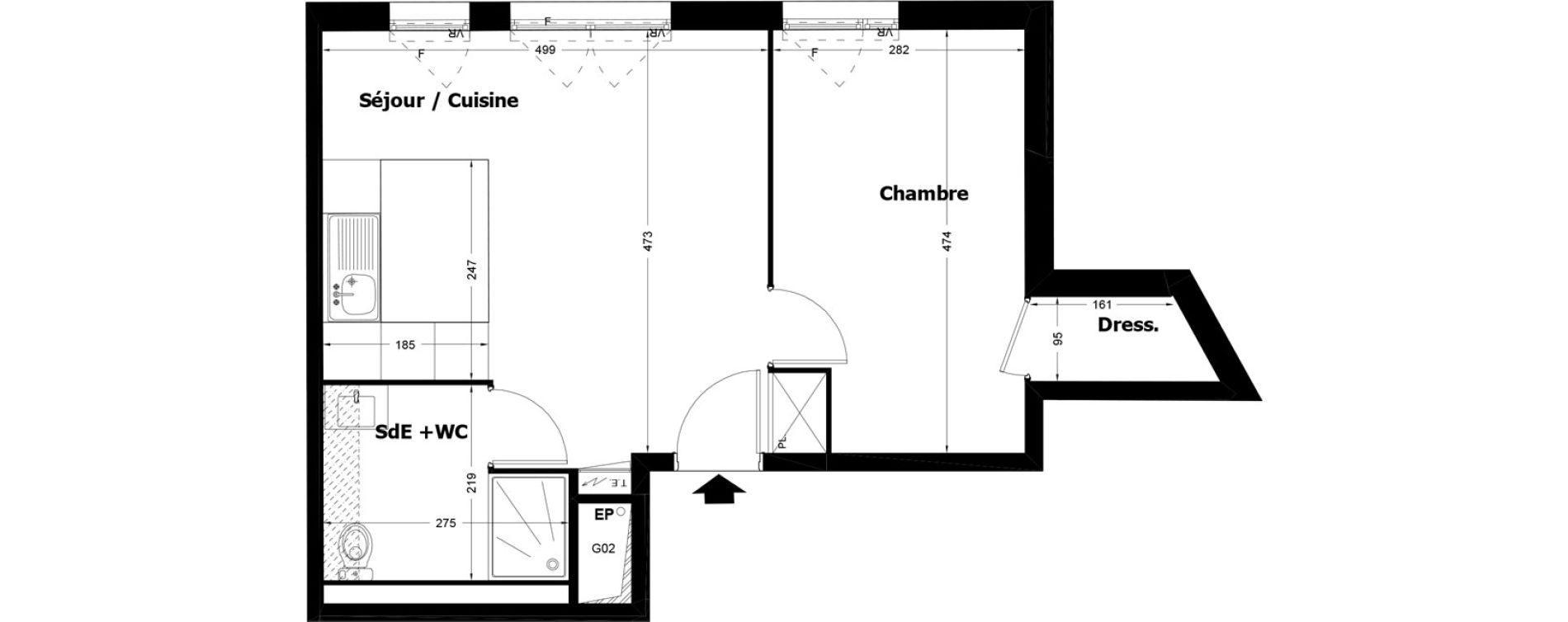 Appartement T2 de 42,58 m2 &agrave; Pomponne Centre