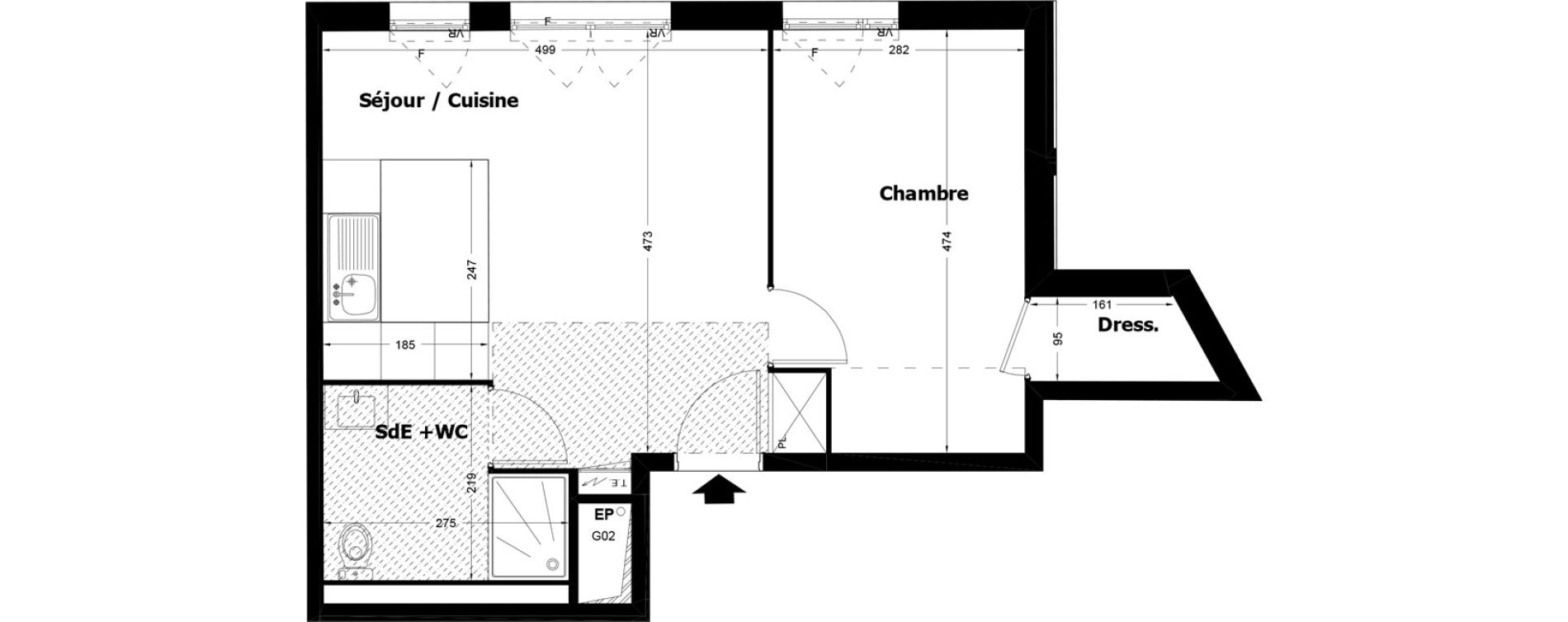 Appartement T2 de 42,58 m2 &agrave; Pomponne Centre