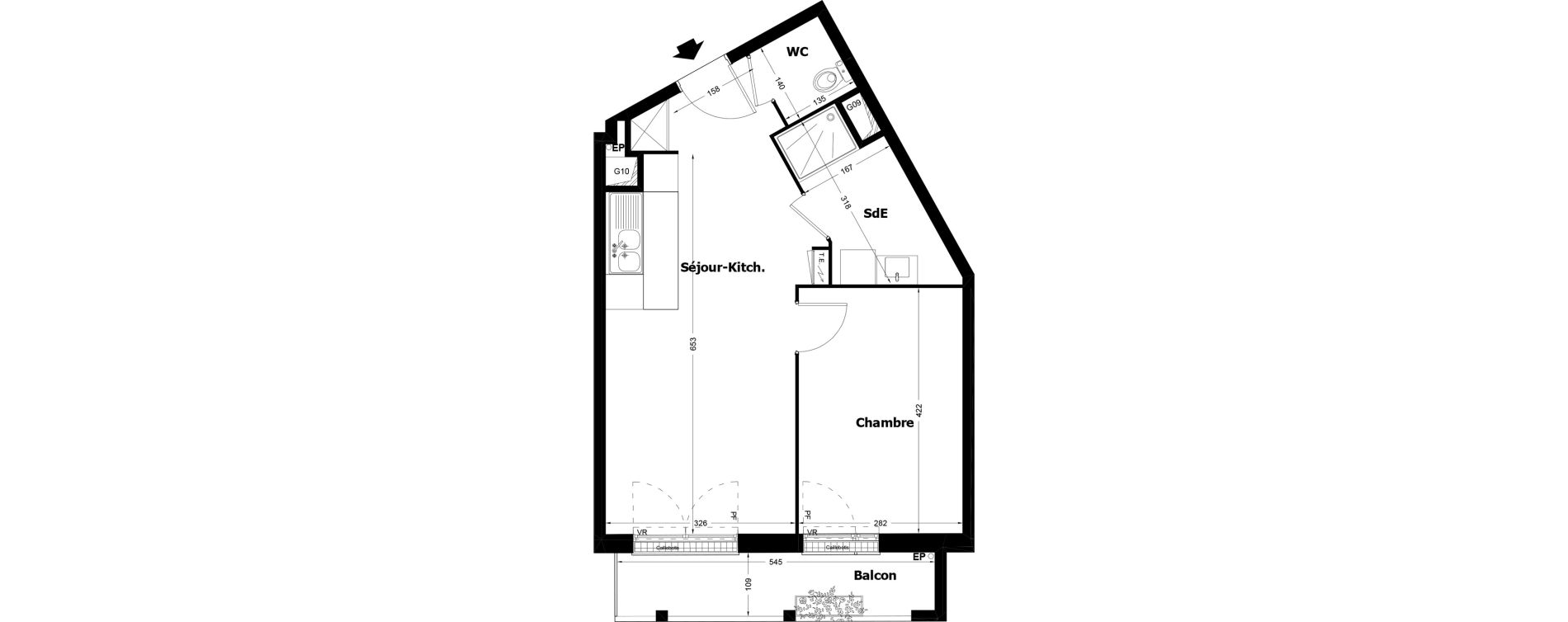 Appartement T2 de 43,34 m2 &agrave; Pomponne Centre