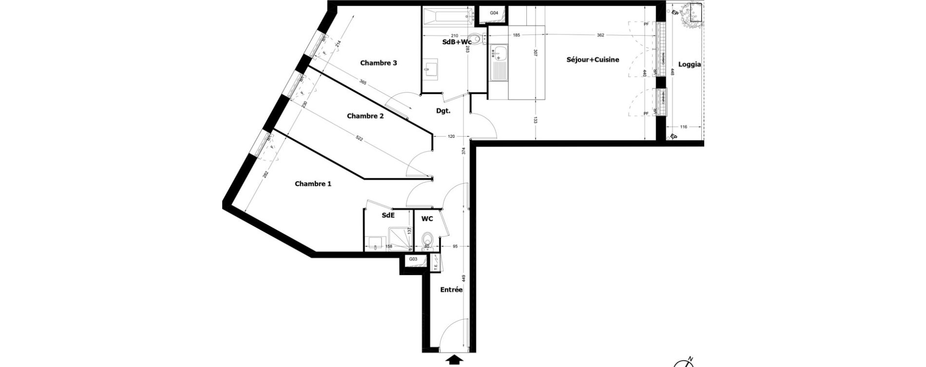 Appartement T4 de 77,14 m2 &agrave; Pomponne Centre