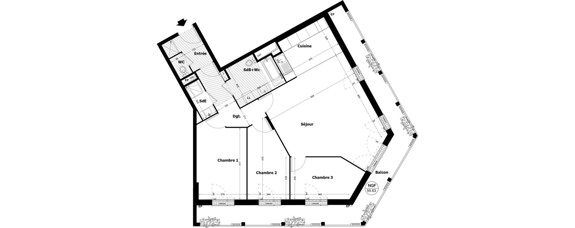 Appartement T4 de 89,47 m2 &agrave; Pomponne Centre