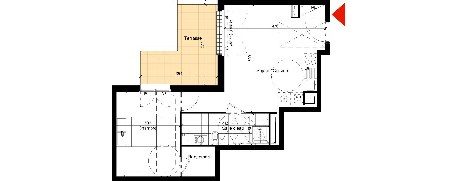Appartement T2 de 44,44 m2 &agrave; Pontault-Combault Centre