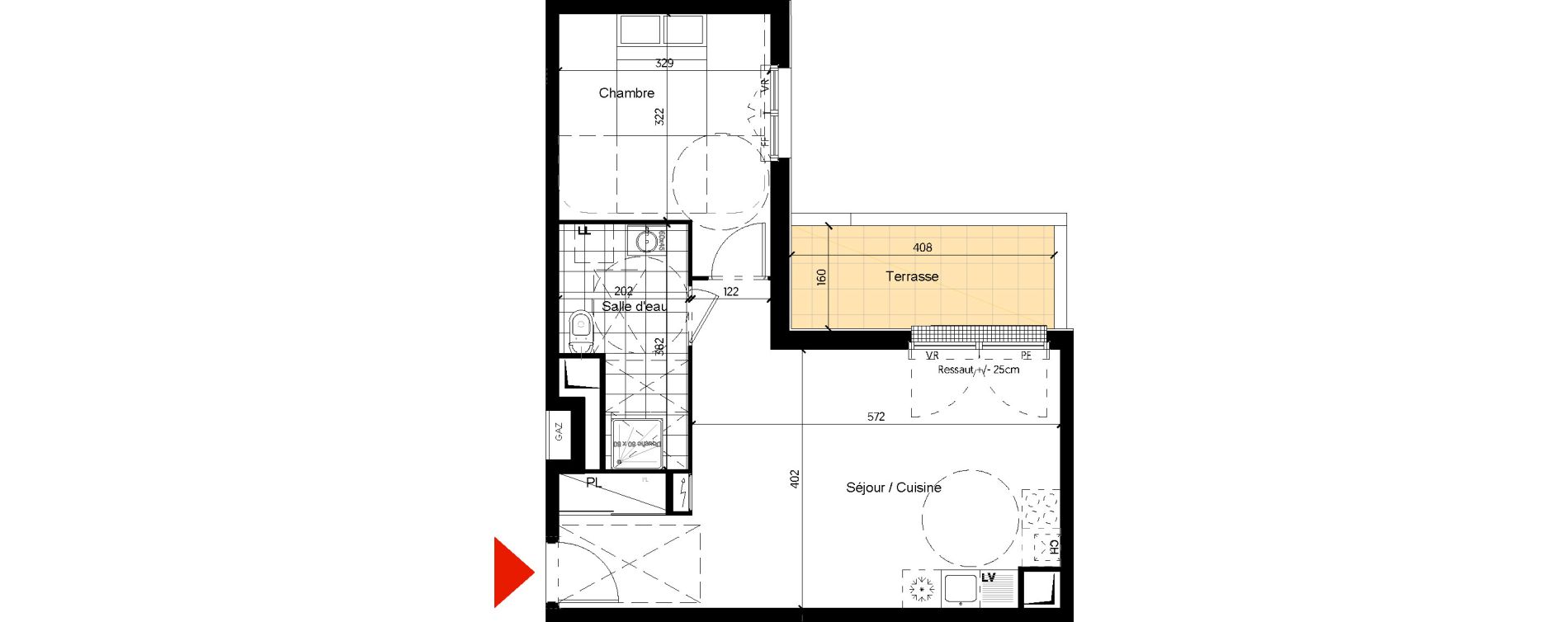 Appartement T2 de 46,04 m2 &agrave; Pontault-Combault Centre