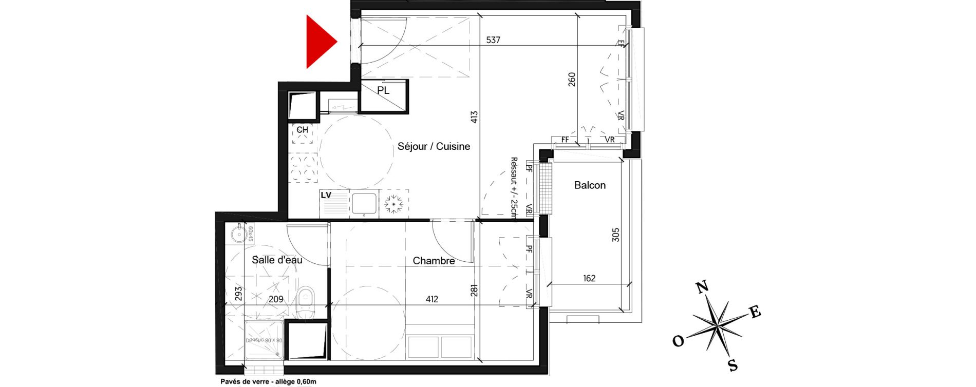 Appartement T2 de 39,03 m2 &agrave; Pontault-Combault Centre