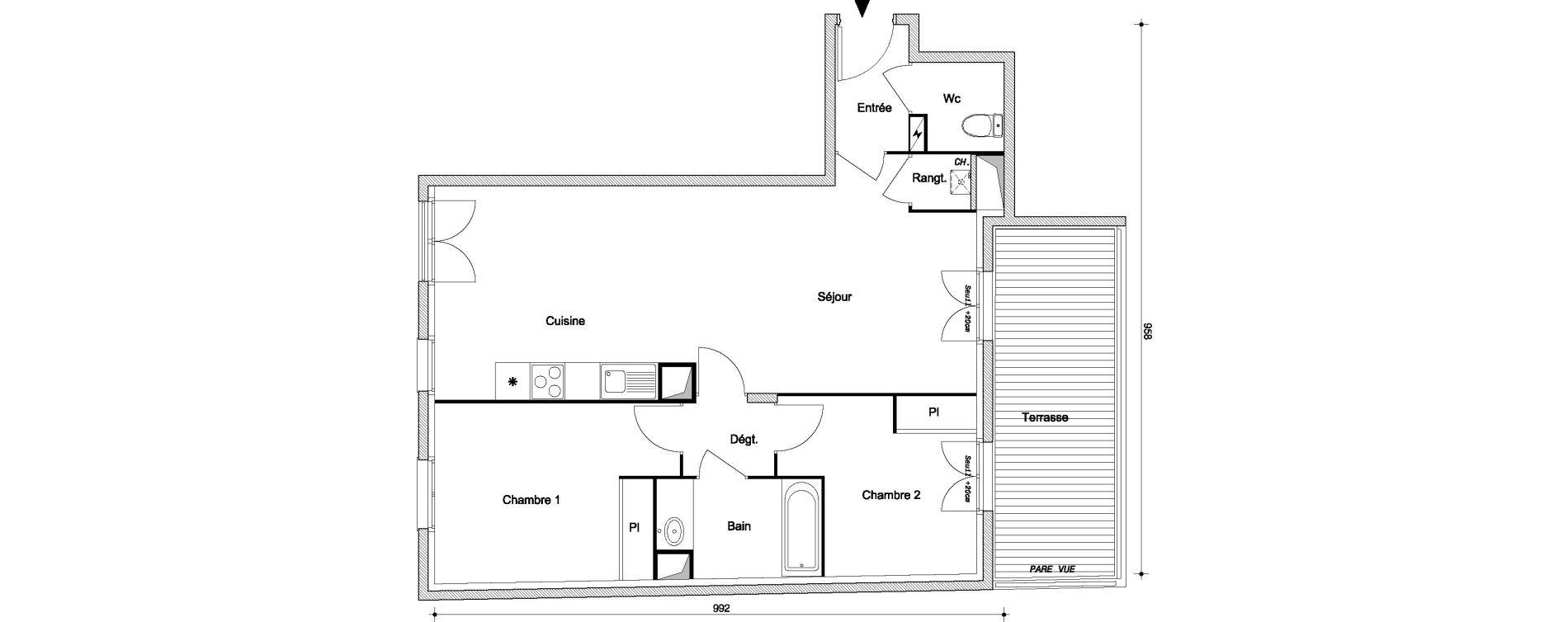 Appartement T3 de 69,10 m2 &agrave; Pontault-Combault Centre