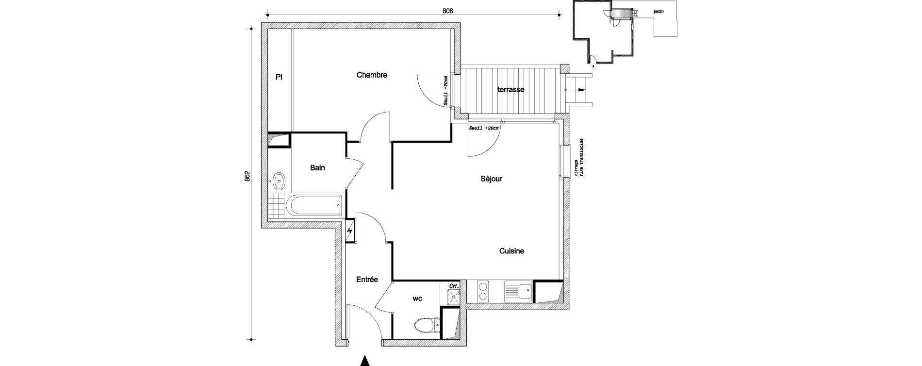 Appartement T2 de 49,25 m2 &agrave; Pontault-Combault Centre
