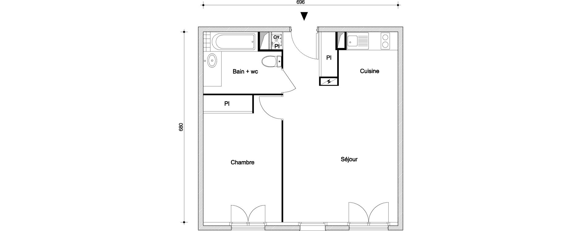 Appartement T2 de 45,70 m2 &agrave; Pontault-Combault Centre