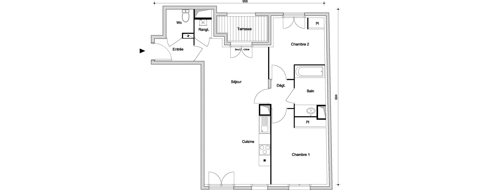 Appartement T3 de 63,70 m2 &agrave; Pontault-Combault Centre
