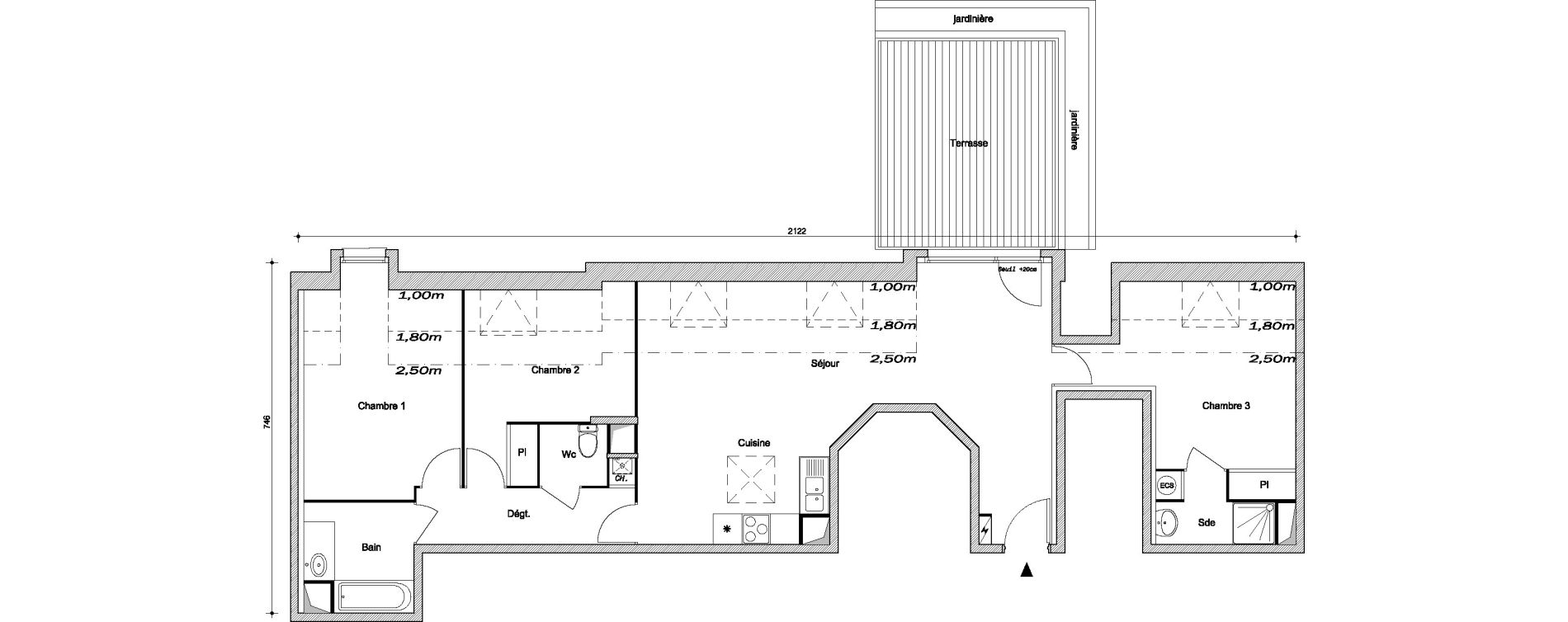 Appartement T4 de 87,75 m2 &agrave; Pontault-Combault Centre