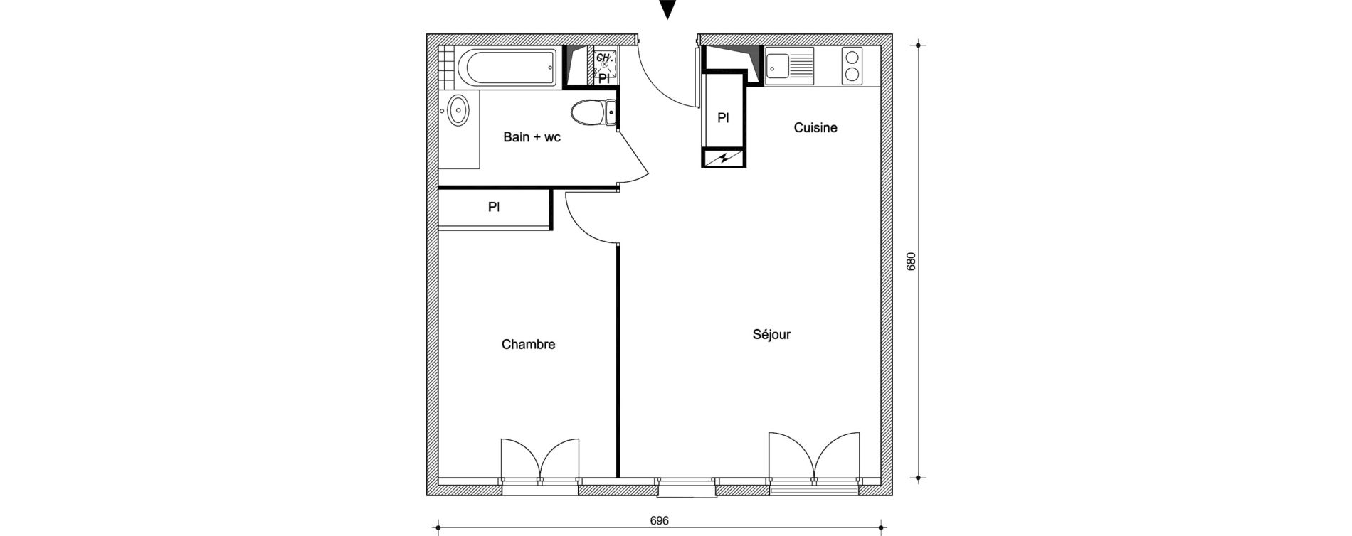 Appartement T2 de 45,70 m2 &agrave; Pontault-Combault Centre