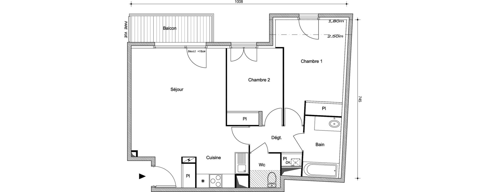Appartement T3 de 63,50 m2 &agrave; Pontault-Combault Centre