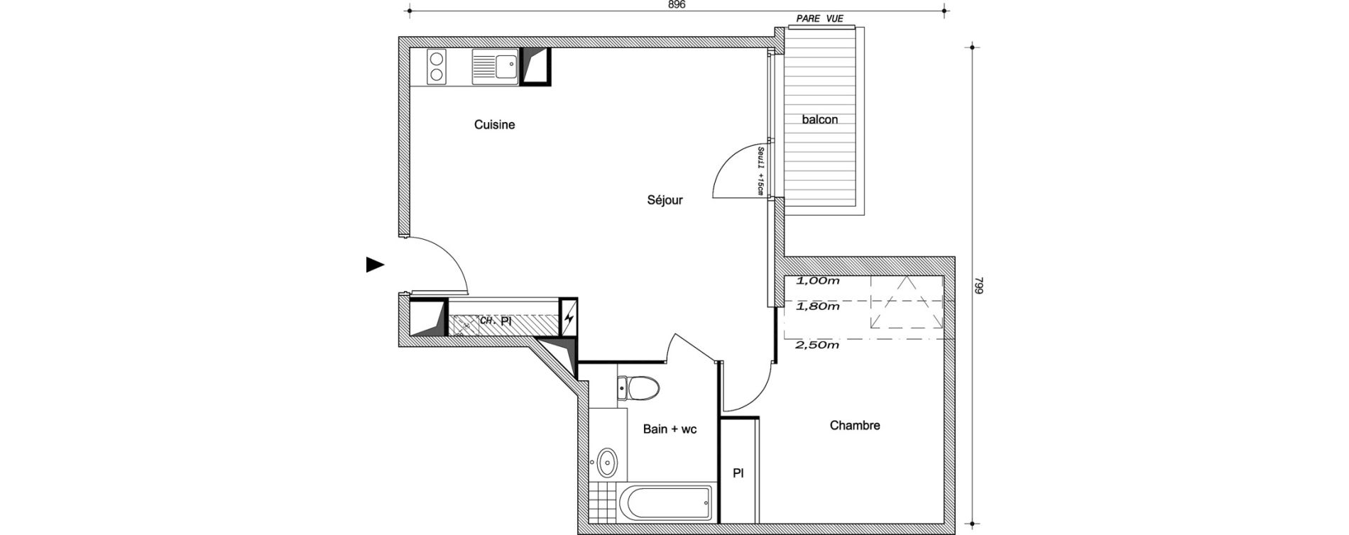 Appartement T2 de 48,30 m2 &agrave; Pontault-Combault Centre