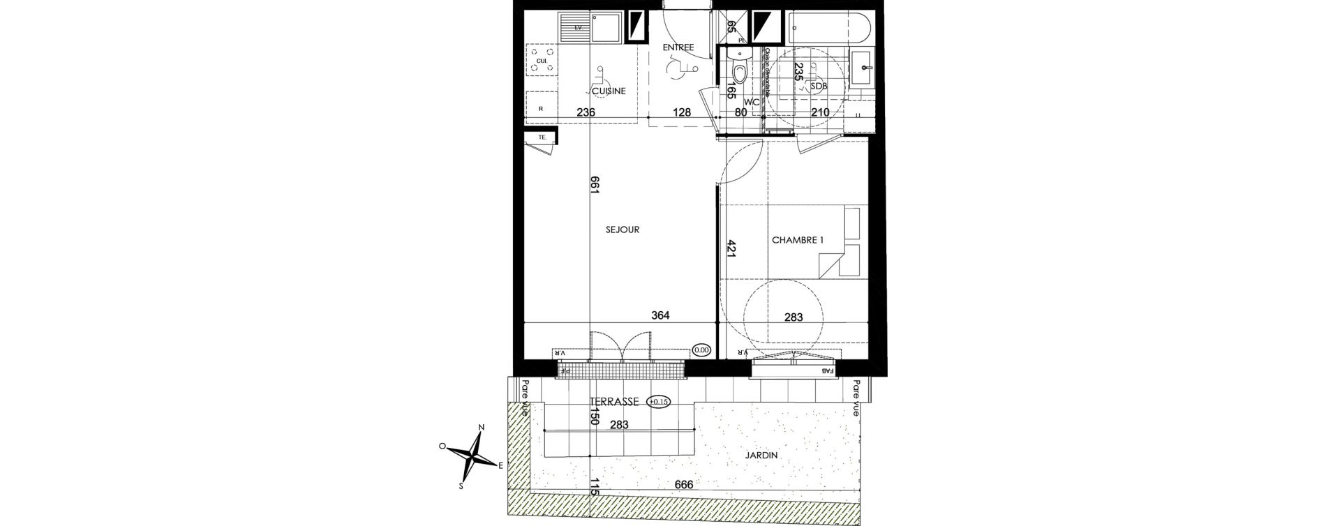 Appartement T2 de 42,03 m2 &agrave; Pontault-Combault Centre