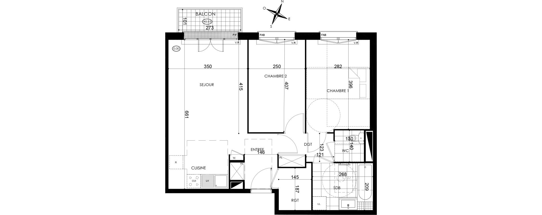 Appartement T3 de 60,92 m2 &agrave; Pontault-Combault Centre