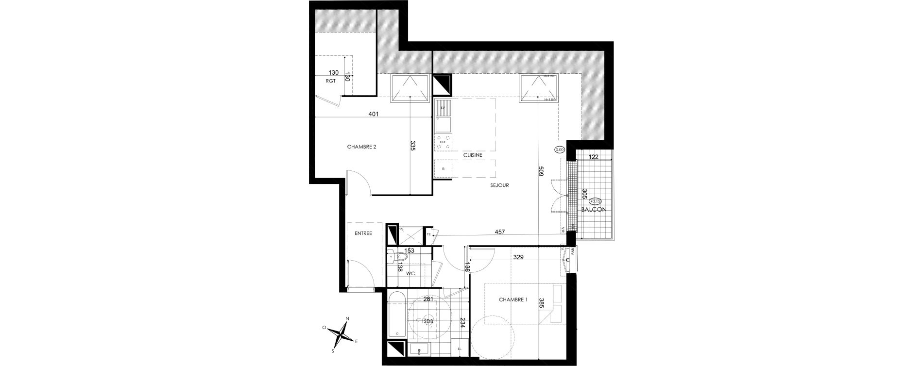 Appartement T3 de 66,59 m2 &agrave; Pontault-Combault Centre