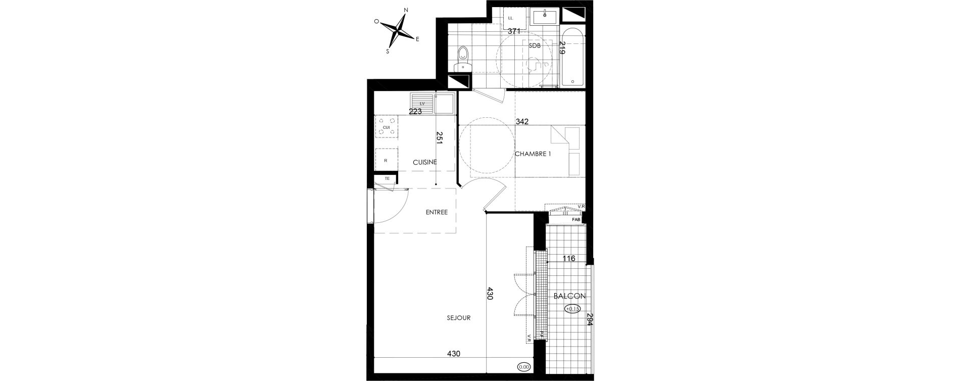 Appartement T2 de 43,69 m2 &agrave; Pontault-Combault Centre