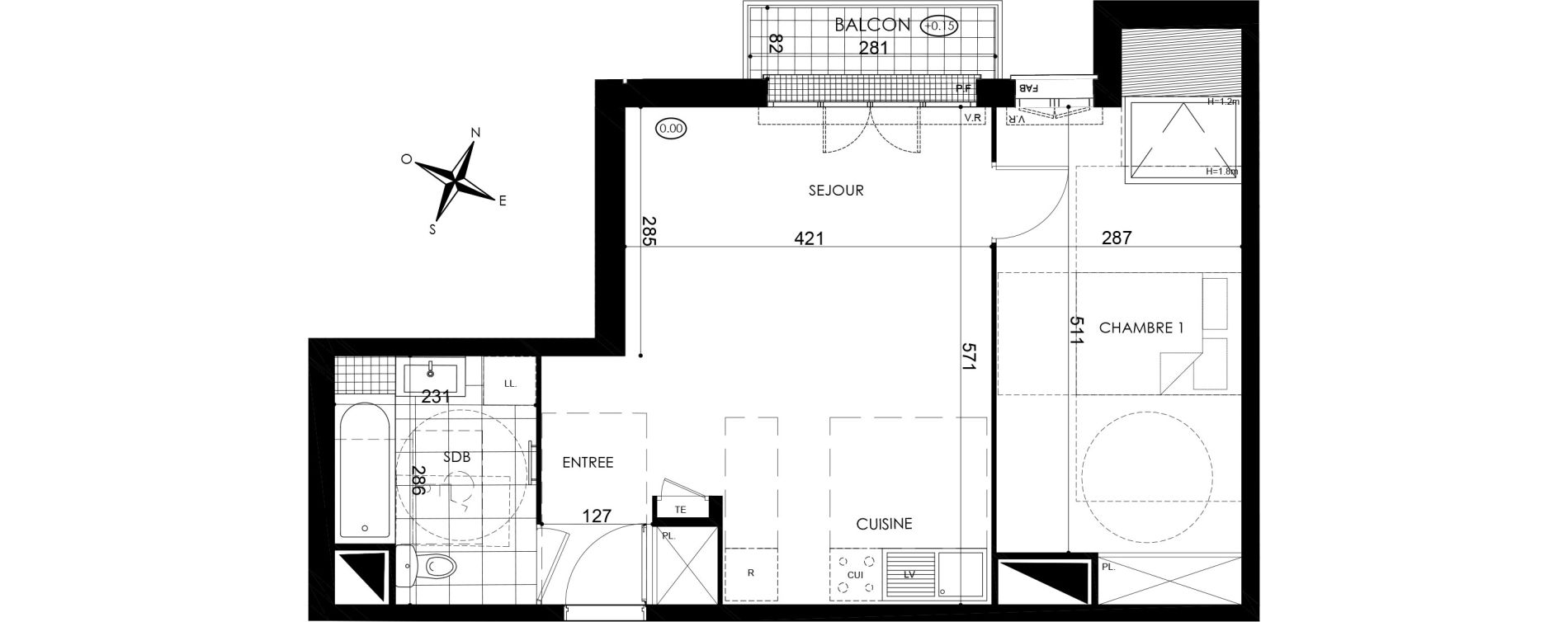 Appartement T2 de 47,07 m2 &agrave; Pontault-Combault Centre