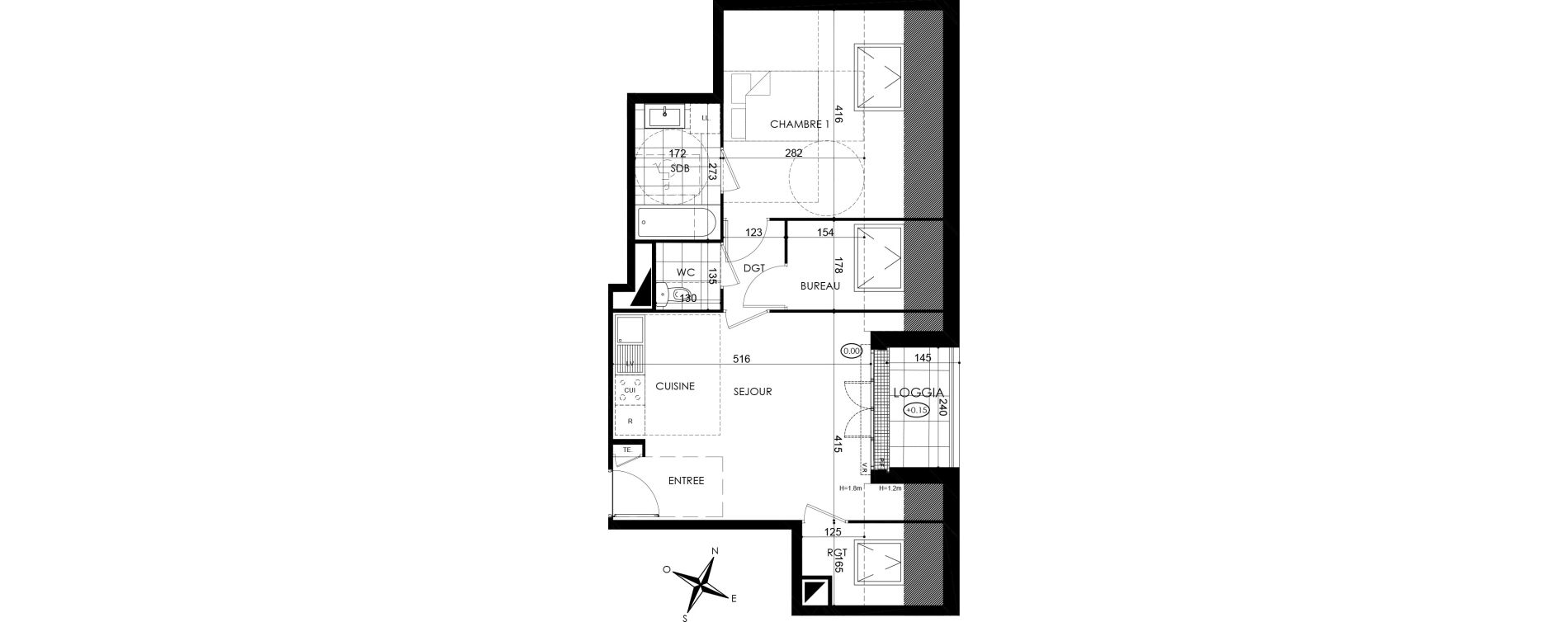 Appartement T2 de 45,90 m2 &agrave; Pontault-Combault Centre