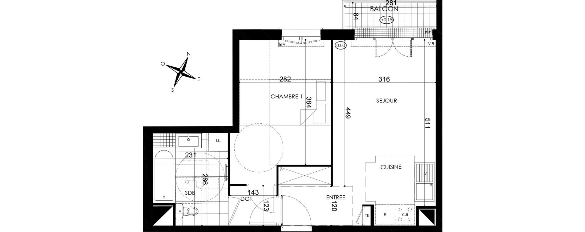 Appartement T2 de 40,35 m2 &agrave; Pontault-Combault Centre