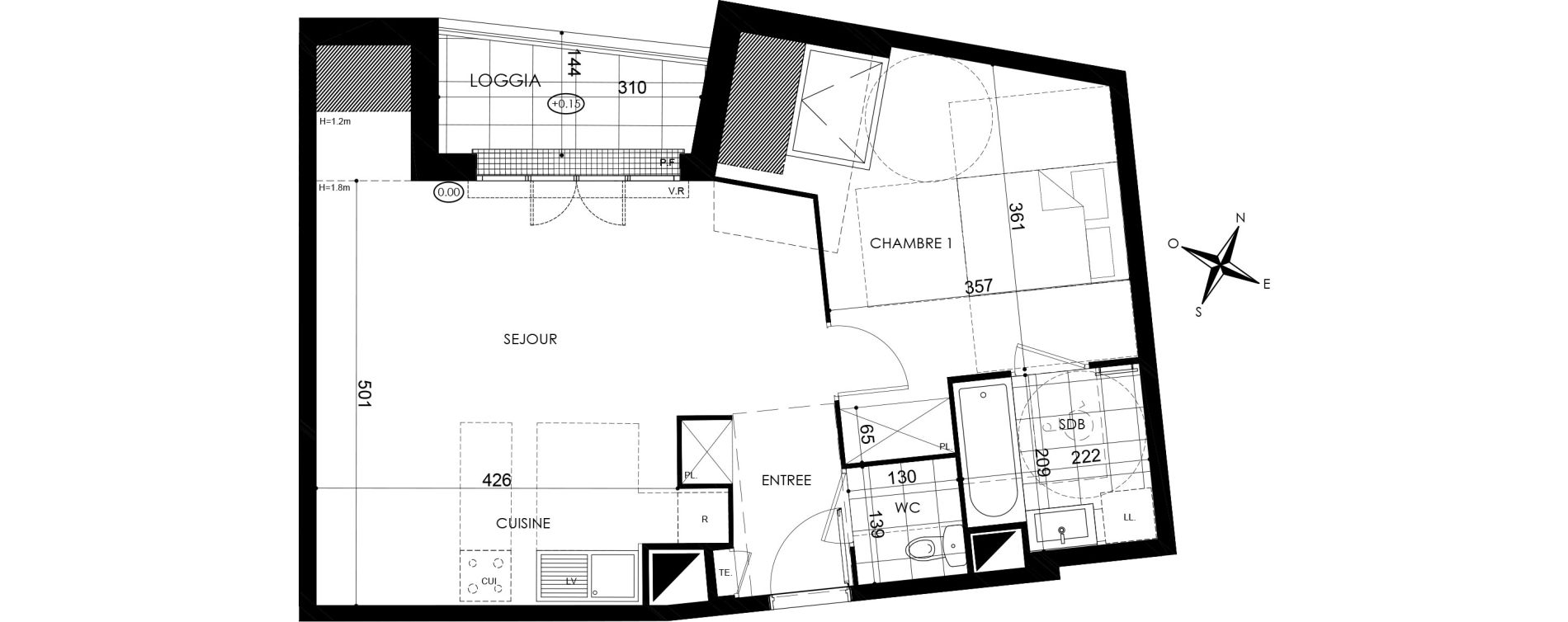 Appartement T2 de 48,02 m2 &agrave; Pontault-Combault Centre