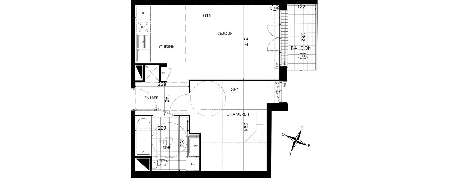Appartement T2 de 40,46 m2 &agrave; Pontault-Combault Centre