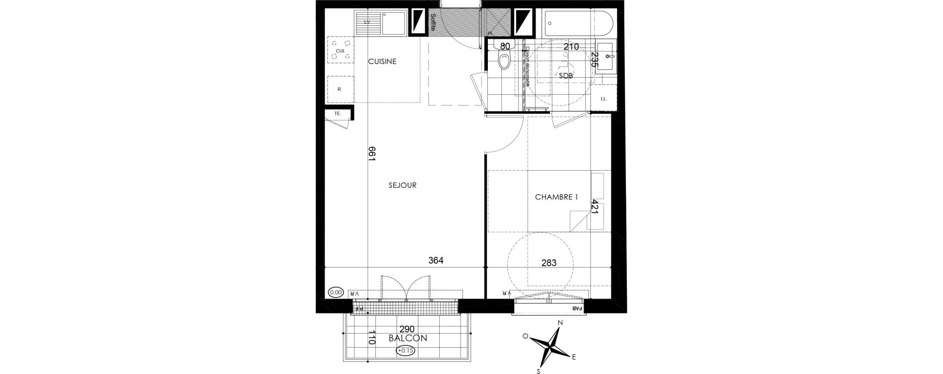 Appartement T2 de 42,13 m2 &agrave; Pontault-Combault Centre