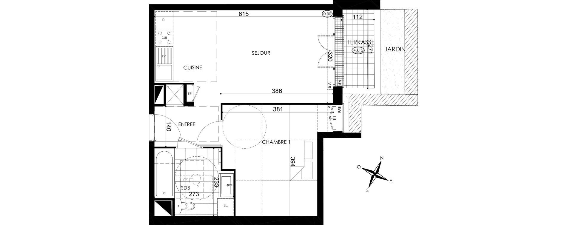 Appartement T2 de 40,89 m2 &agrave; Pontault-Combault Centre