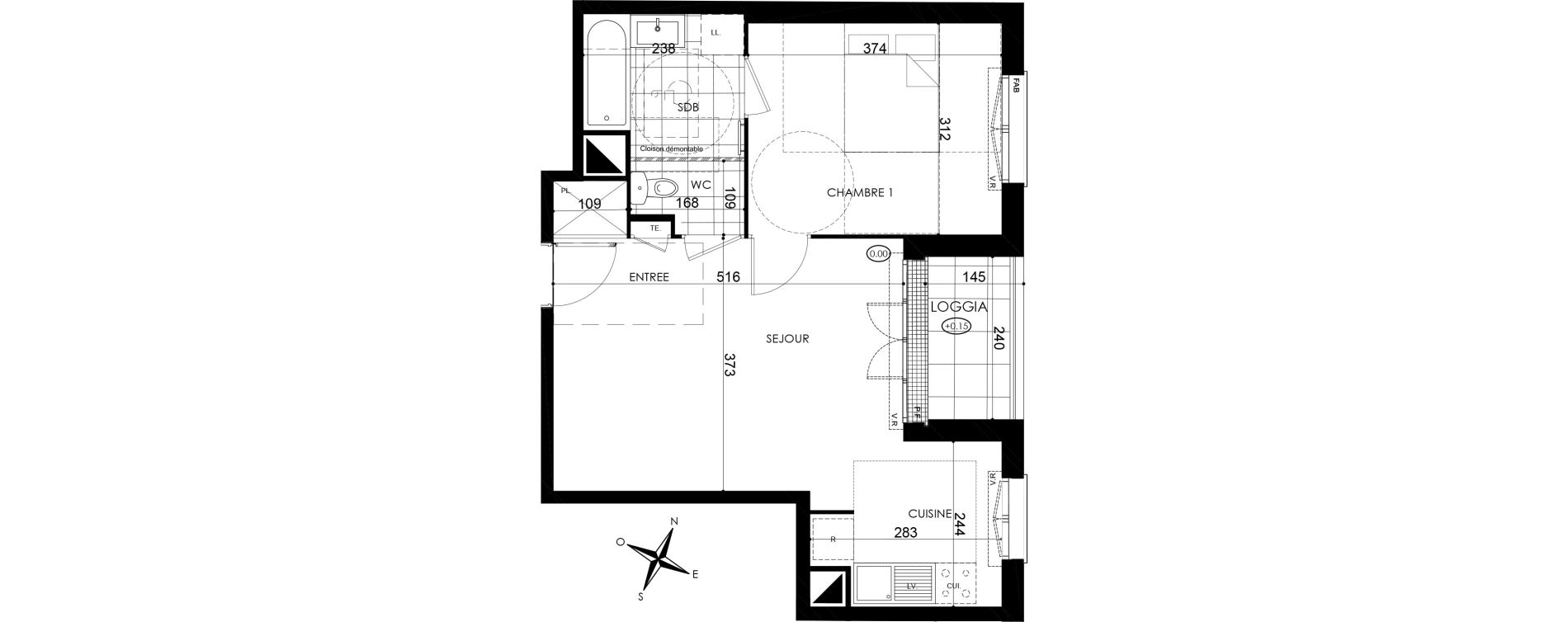 Appartement T2 de 43,72 m2 &agrave; Pontault-Combault Centre