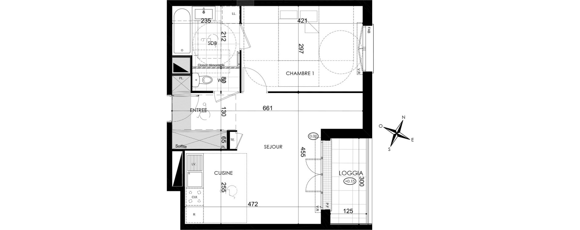 Appartement T2 de 42,73 m2 &agrave; Pontault-Combault Centre