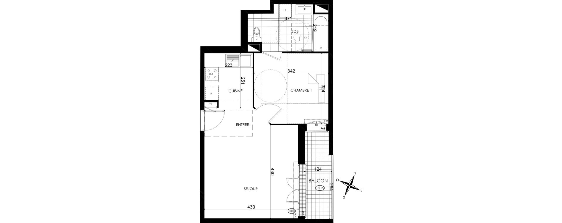 Appartement T2 de 43,70 m2 &agrave; Pontault-Combault Centre
