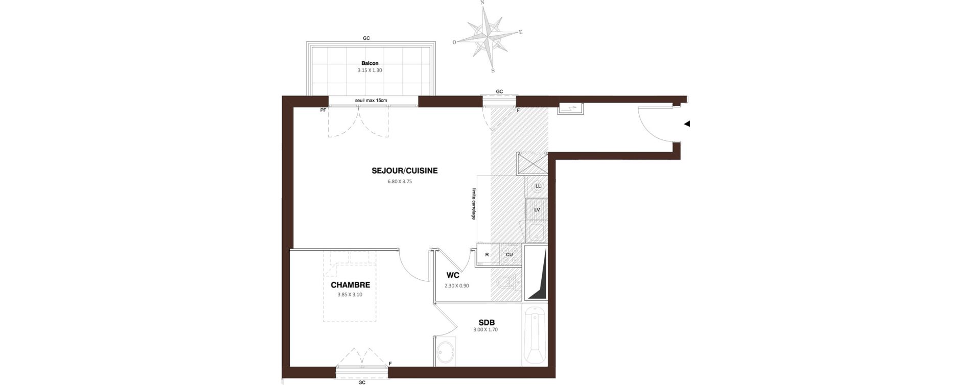 Appartement T2 de 49,90 m2 &agrave; Pontault-Combault Centre