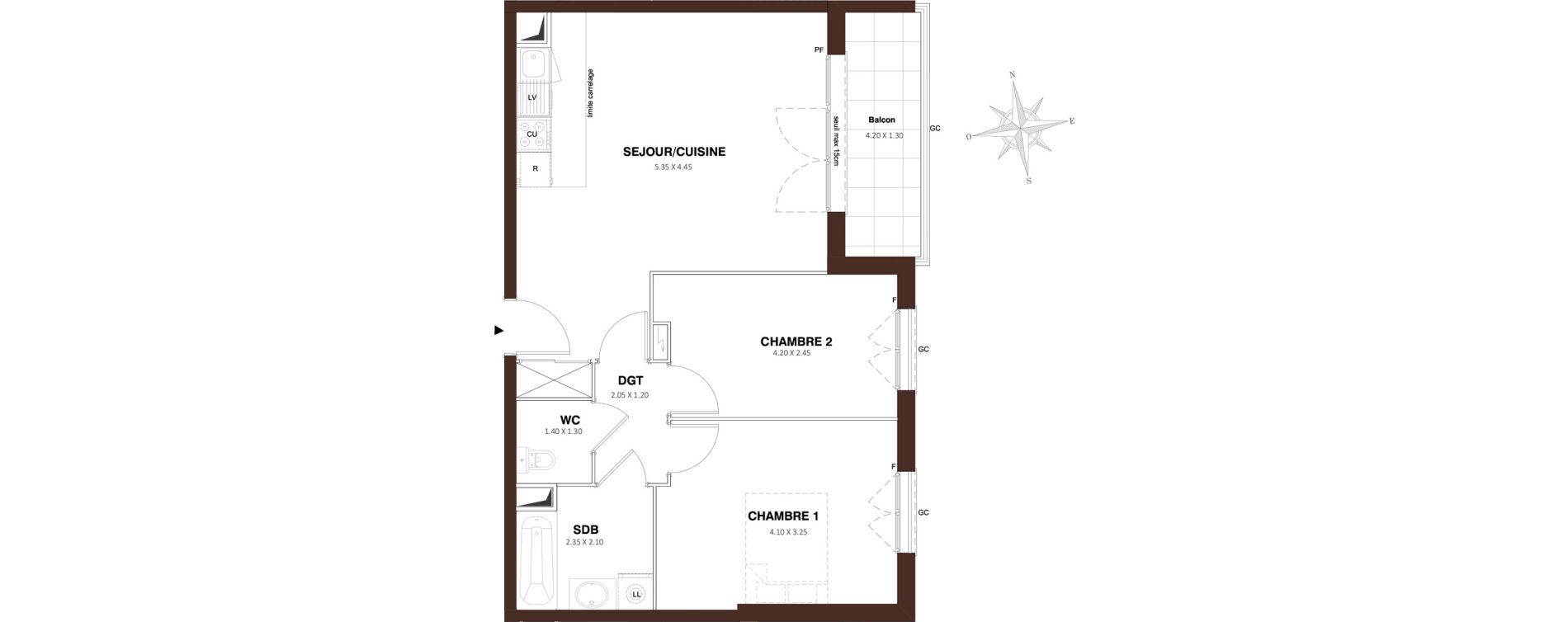 Appartement T3 de 59,65 m2 &agrave; Pontault-Combault Centre