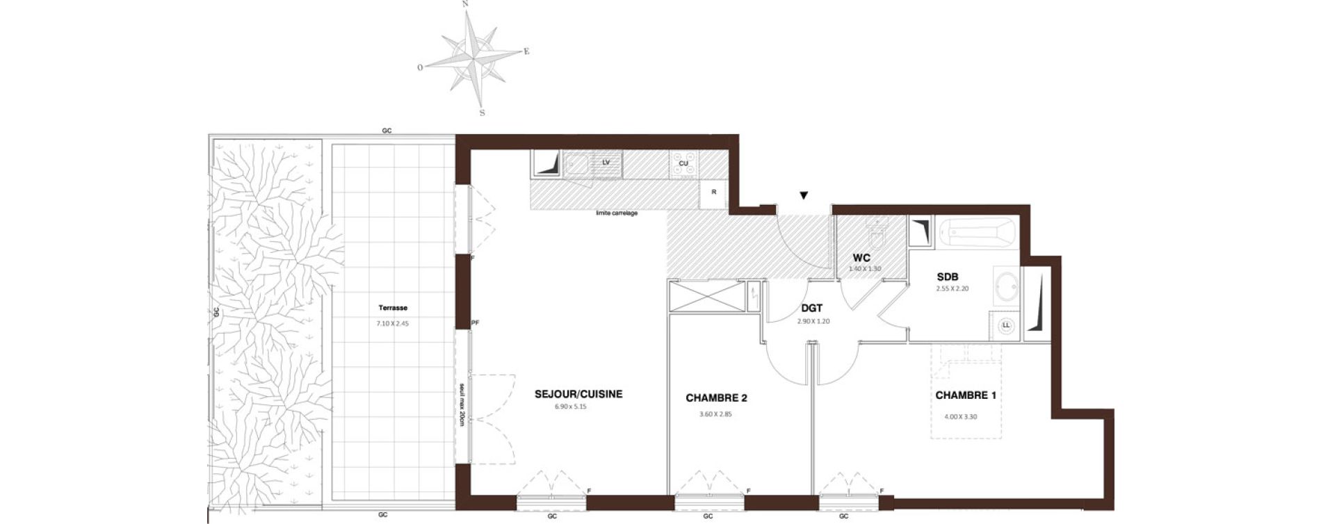 Appartement T3 de 69,71 m2 &agrave; Pontault-Combault Centre