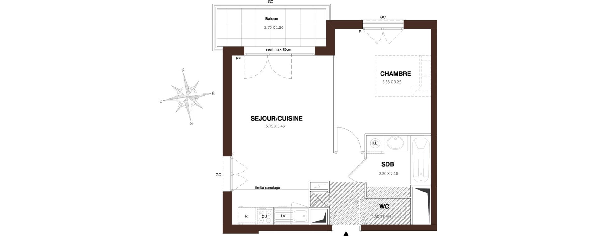 Appartement T2 de 39,92 m2 &agrave; Pontault-Combault Centre