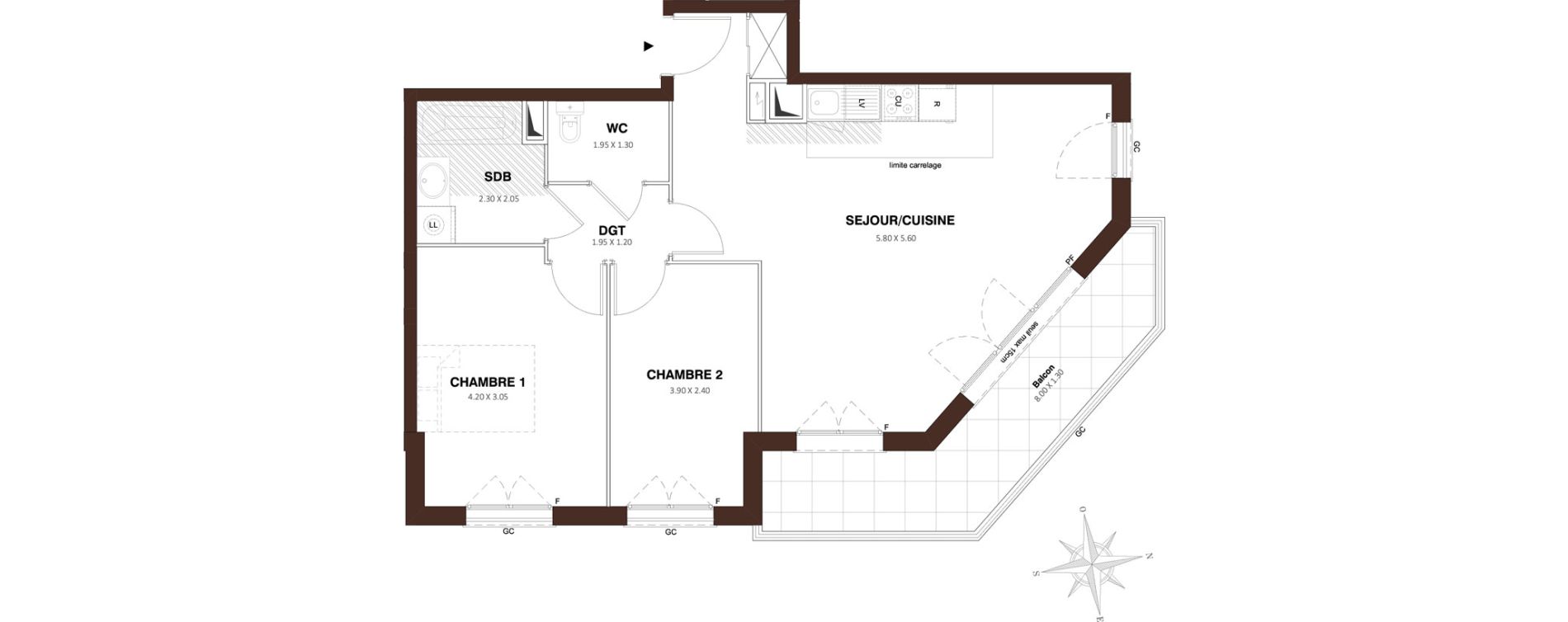 Appartement T3 de 62,17 m2 &agrave; Pontault-Combault Centre