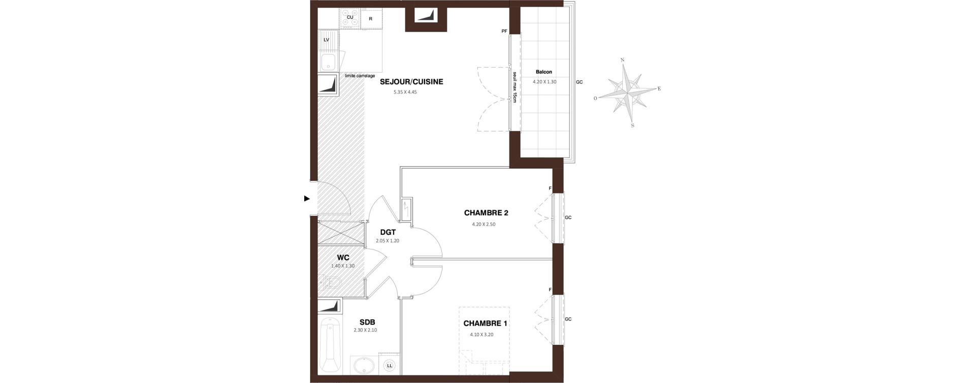 Appartement T3 de 58,77 m2 &agrave; Pontault-Combault Centre