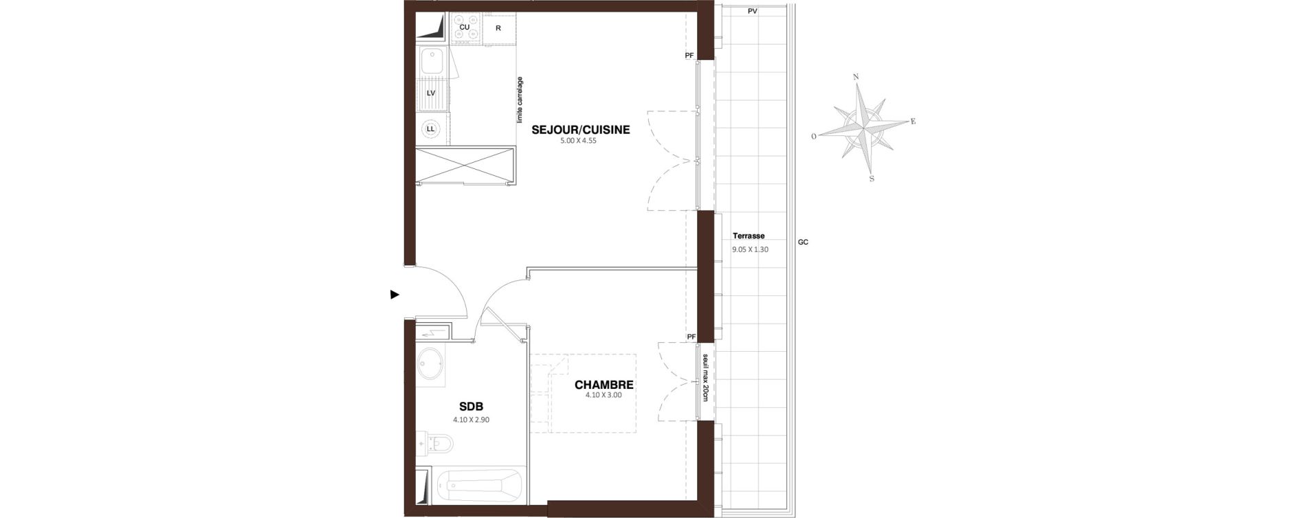 Appartement T2 de 42,17 m2 &agrave; Pontault-Combault Centre