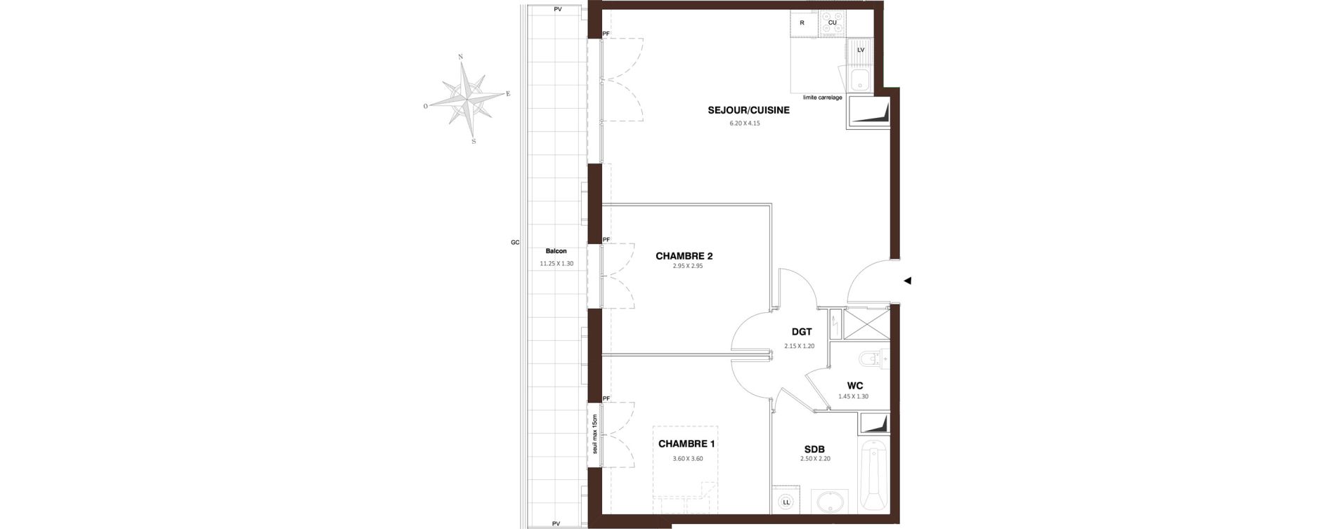 Appartement T3 de 63,51 m2 &agrave; Pontault-Combault Centre