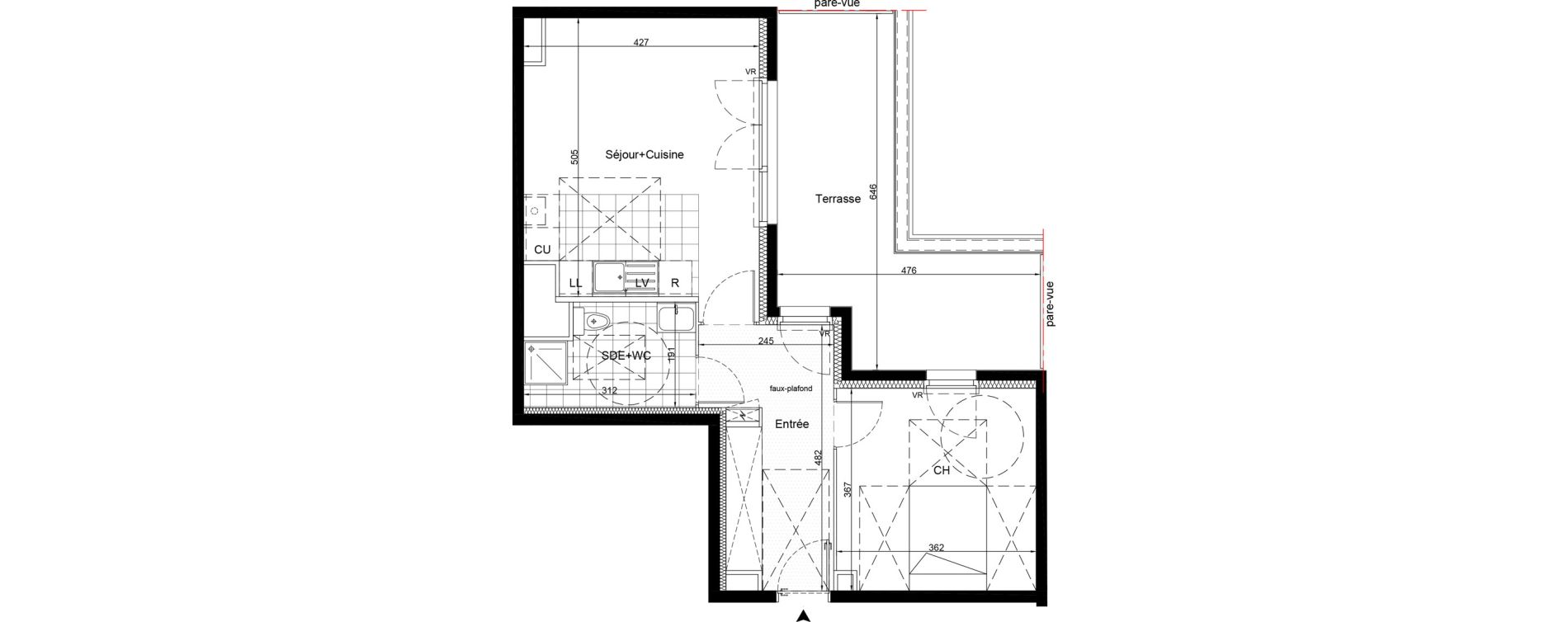 Appartement T2 de 49,46 m2 &agrave; Pontault-Combault Centre