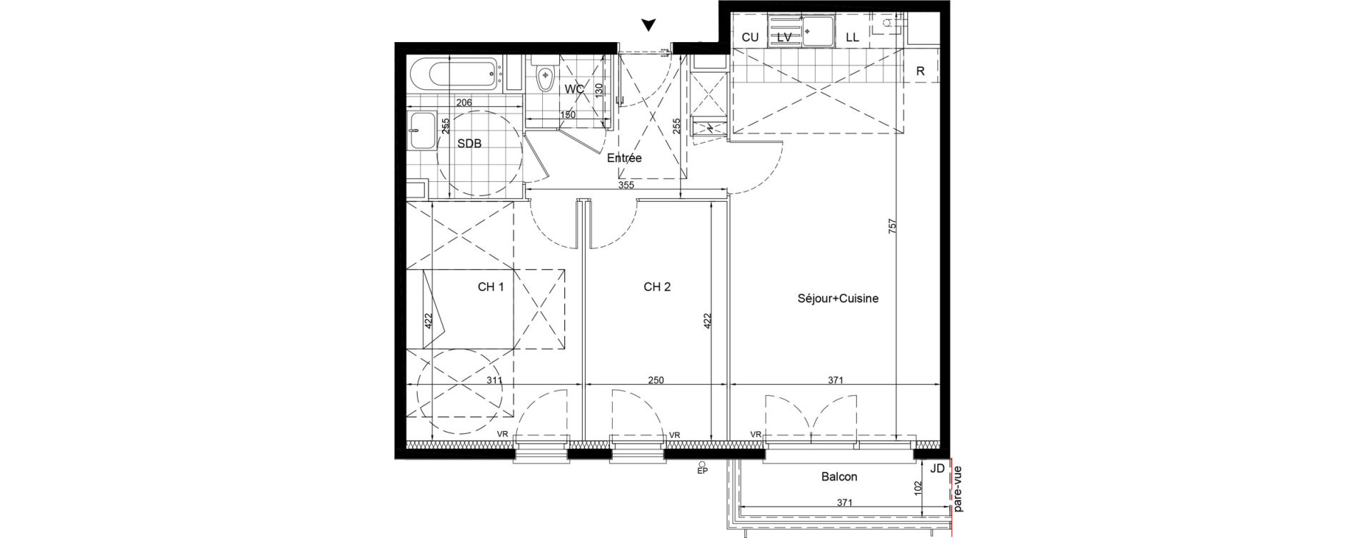 Appartement T3 de 64,68 m2 &agrave; Pontault-Combault Centre