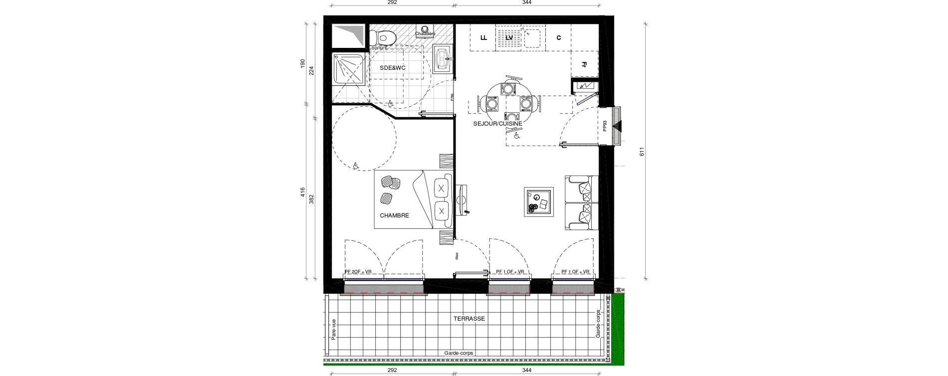 Appartement T2 de 37,90 m2 &agrave; Pontault-Combault Centre